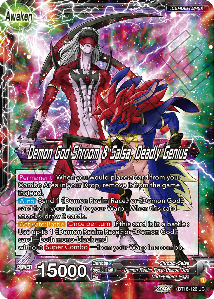 DBS Dawn of the Z-Legends BT18-122 Shroom & Salsa / Demon God Shroom & Demon God Salsa, Deadly Genius (Leader) Foil