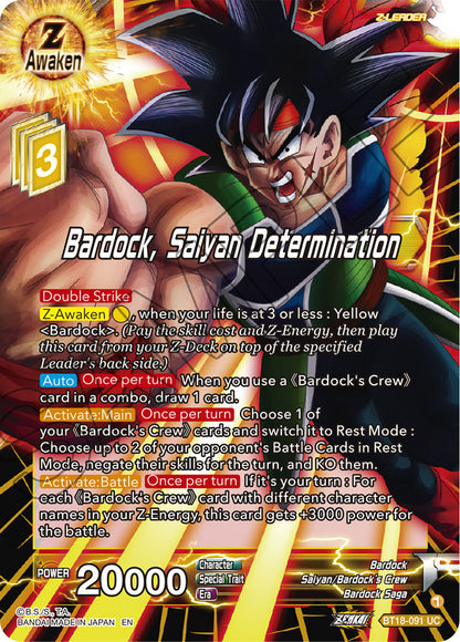 DBS Dawn of the Z-Legends BT18-091 Bardock, Saiyan Determination (Z-Leader)