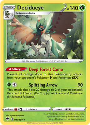 SWSH Darkness Ablaze 013/189 Decidueye Reverse Holo
