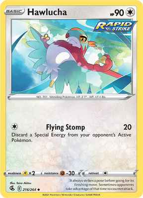 SWSH Fusion Strike 216/264 Hawlucha Reverse Holo