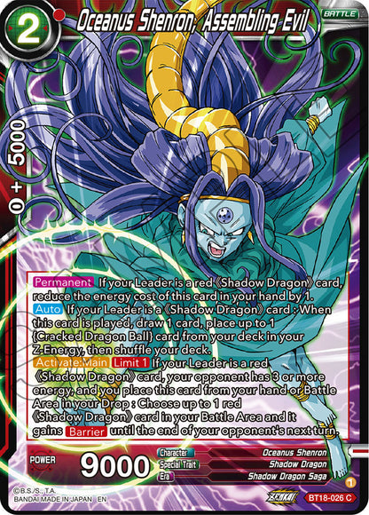 DBS Dawn of the Z-Legends BT18-026 Oceanus Shenron, Assembling Evil