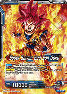 DBS Series 1 Starter The Awakening SD1-001 Super Saiyan God Son Goku (Leader) Foil