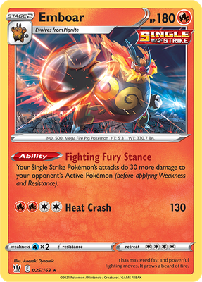 SWSH Battle Styles 025/163 Emboar Reverse Holo