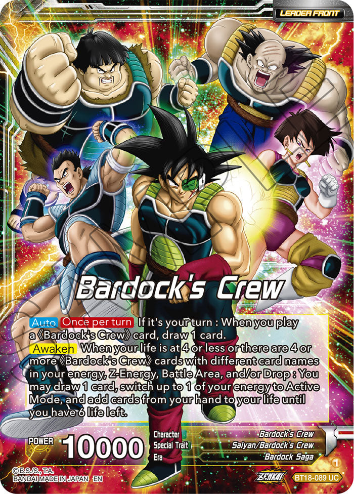 DBS Dawn of the Z-Legends BT18-089 Bardock's Crew / Bardock, Inherited Will (Leader) Foil