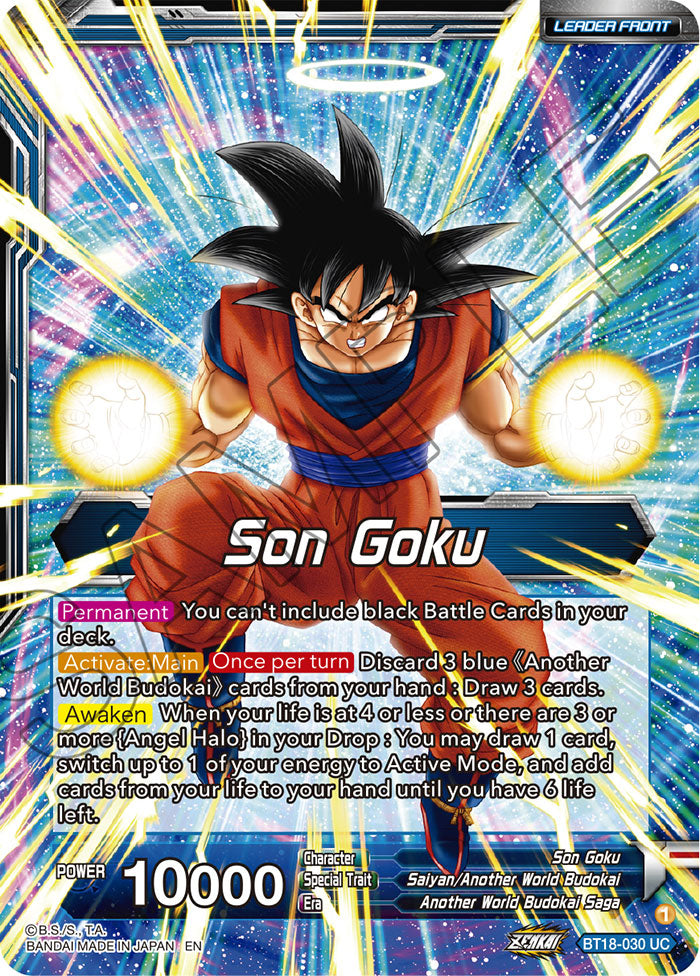 DBS Dawn of the Z-Legends BT18-030 Son Goku / Son Goku, Another World Fighter (Leader) Foil