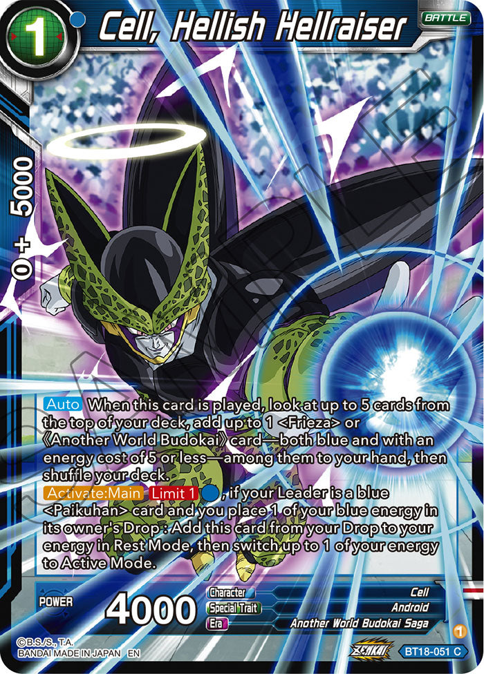 DBS Dawn of the Z-Legends BT18-051 Cell, Hellish Hellraiser