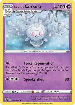 SWSH Fusion Strike 118/264 Galarian Cursola Reverse Holo