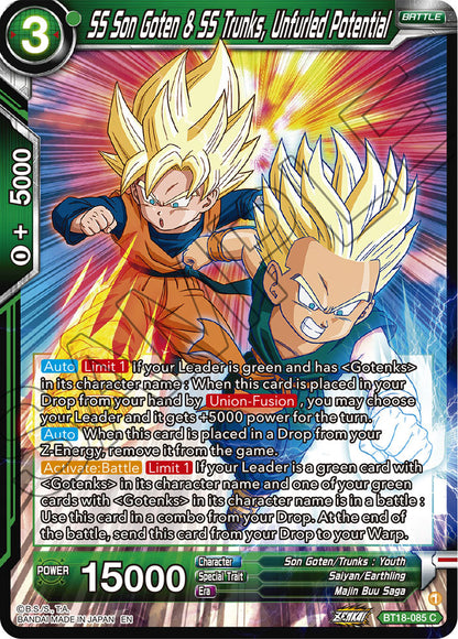 DBS Dawn of the Z-Legends BT18-085 SS Son Goten & SS Trunks, Unfurled Potential Foil
