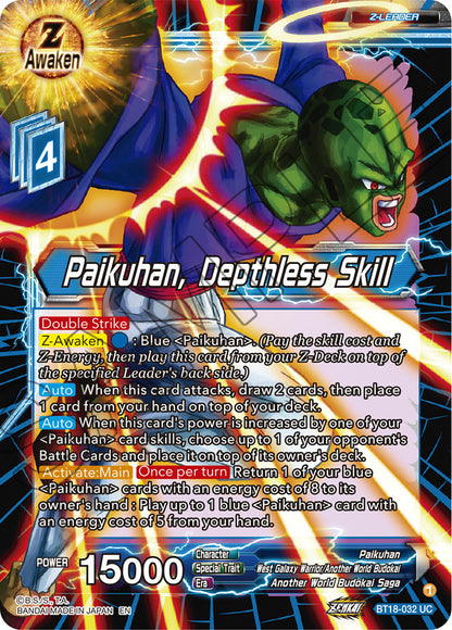 DBS Dawn of the Z-Legends BT18-032 Paikuhan, Depthless Skill (Z-Leader)