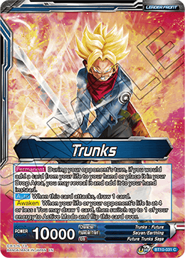 DBS Rise of the Unison Warrior BT10-031 Trunks / SS2 Trunks, Envoy of Justice (Leader)