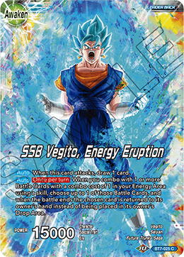 DBS Assault of the Saiyans BT7-025 Son Goku & Vegeta / SSB Vegito, Energy Eruption (Leader) Foil