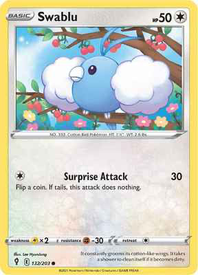 SWSH Evolving Skies 132/203 Swablu Reverse Holo