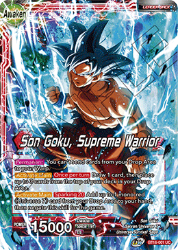 DBS Realm of the Gods BT16-001 Son Goku / Son Goku, Supreme Warrior (Leader)