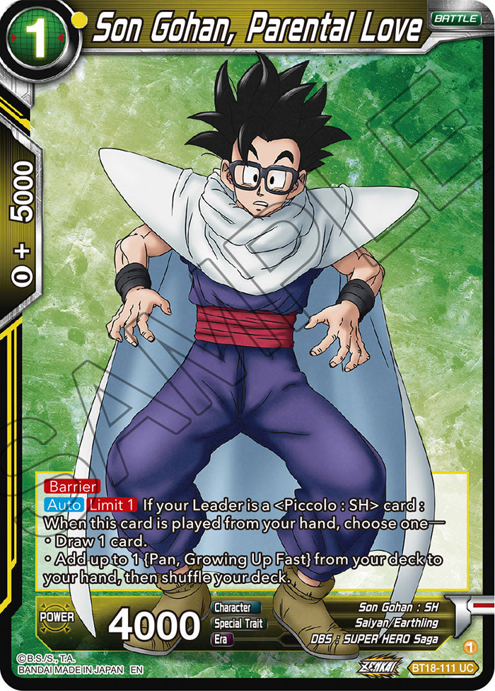 DBS Dawn of the Z-Legends BT18-111 Son Gohan, Parental Love Foil