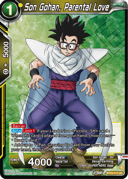 DBS Dawn of the Z-Legends BT18-111 Son Gohan, Parental Love Foil