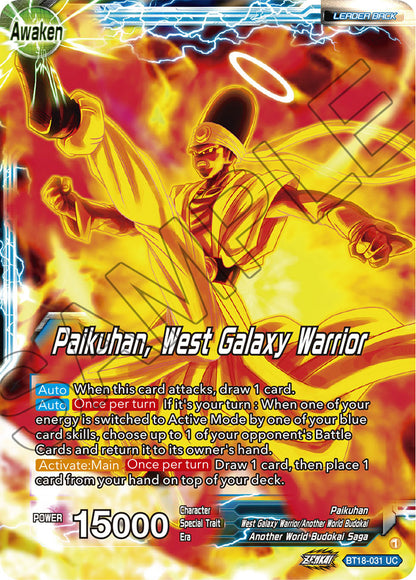 DBS Dawn of the Z-Legends BT18-031 Paikuhan / Paikuhan, West Galaxy Warrior (Leader) Foil