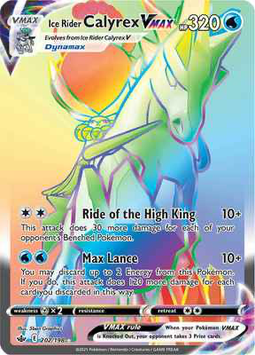 SWSH Chilling Reign 202/198 Ice Rider Calyrex Vmax Rainbow Rare