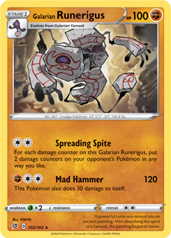 SWSH Rebel Clash 102/192 Galarian Runerigus Reverse Holo