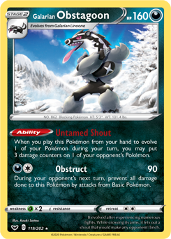 SWSH Sword and Shield 119/202 Galarian Obstagoon Reverse Holo