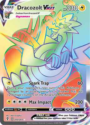 SWSH Evolving Skies 210/203 Dracozolt Vmax Rainbow Rare