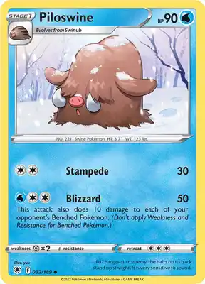 SWSH Astral Radiance 032/189 Piloswine Reverse Holo