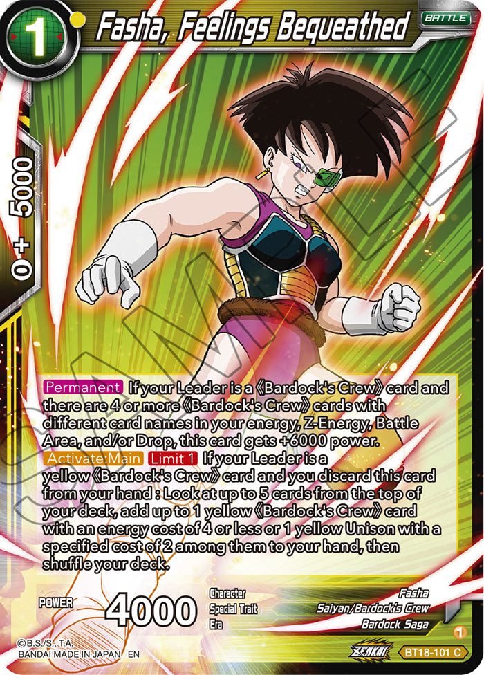 DBS Dawn of the Z-Legends BT18-101 Fasha, Feelings Bequeathed