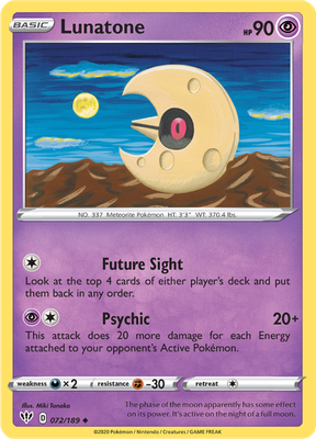 SWSH Darkness Ablaze 072/189 Lunatone Reverse Holo