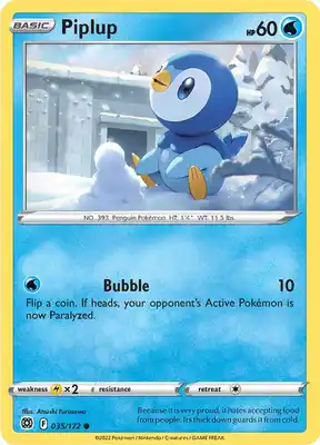SWSH Brilliant Stars 035/172 Piplup Reverse Holo