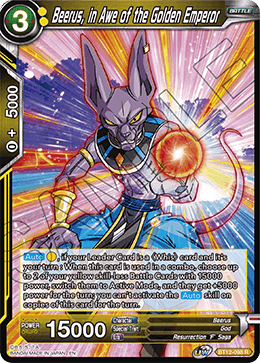DBS Vicious Rejuvenation BT12-098 Beerus, in Awe of the Golden Emperor