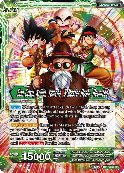 DBS Dawn of the Z-Legends BT18-059 Master Roshi / Son Goku, Krillin, Yamcha & Master Roshi, Reunited (Leader)