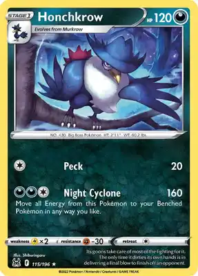 SWSH Lost Origin 115/196 Honchkrow Reverse Holo