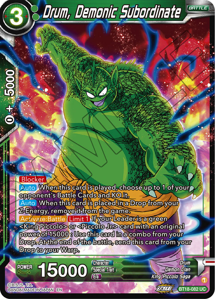 DBS Dawn of the Z-Legends BT18-082 Drum, Demonic Subordinate
