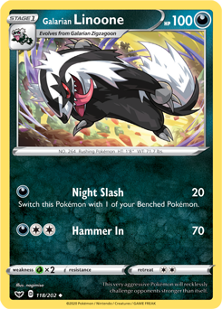 SWSH Sword and Shield 118/202 Galarian Linoone Reverse Holo