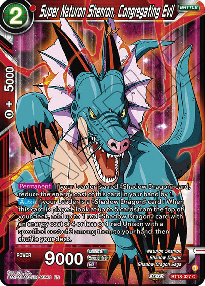 DBS Dawn of the Z-Legends BT18-027 Super Naturon Shenron, Congregating Evil