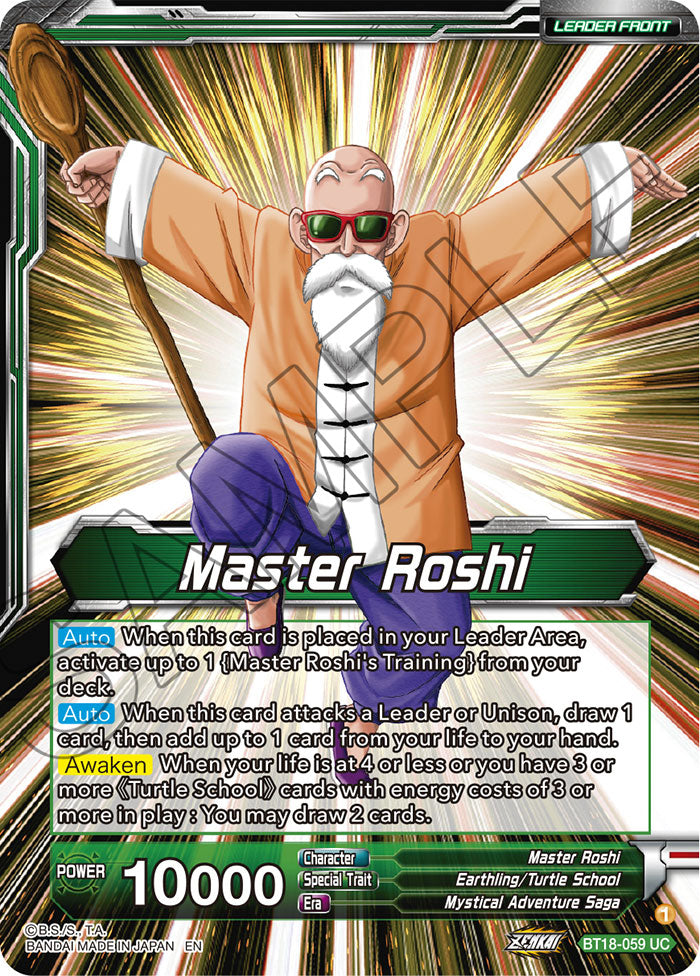 DBS Dawn of the Z-Legends BT18-059 Master Roshi / Son Goku, Krillin, Yamcha & Master Roshi, Reunited (Leader) Foil