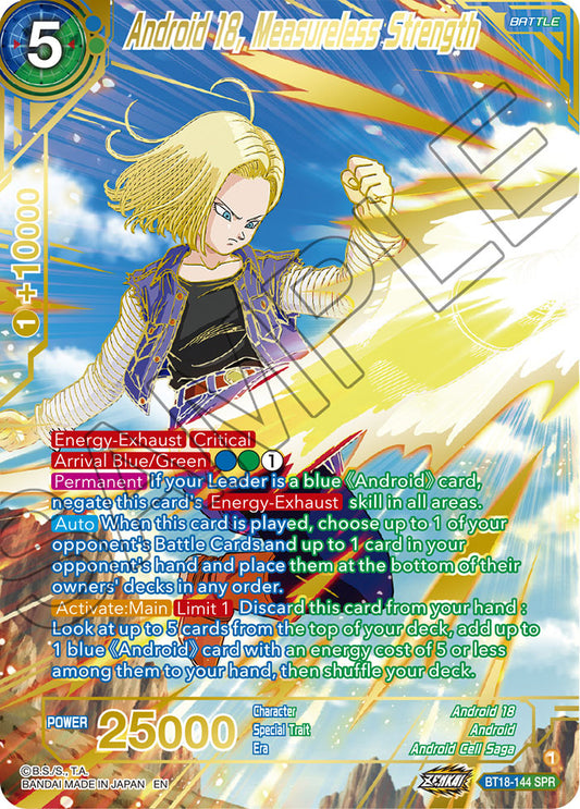 DBS Dawn of the Z-Legends BT18-144 Android 18, Measureless Strength SPR