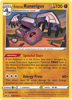 SWSH Chilling Reign 083/198 Galarian Runerigus Reverse Holo