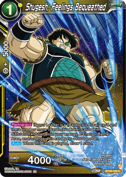 DBS Dawn of the Z-Legends BT18-103 Shugesh, Feelings Bequeathed