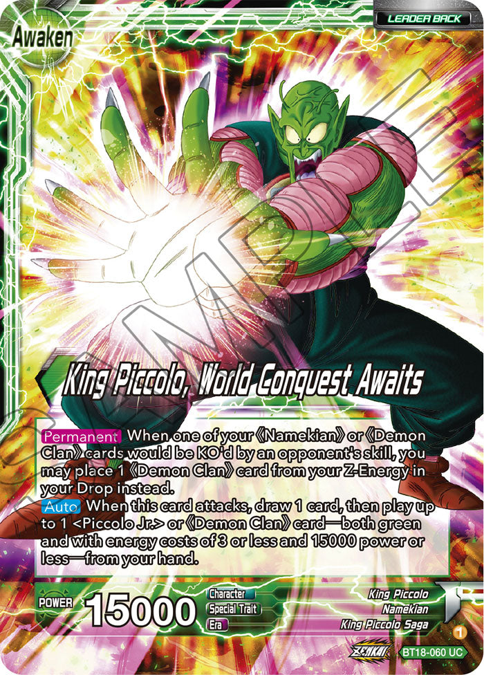 DBS Dawn of the Z-Legends BT18-060 King Piccolo / King Piccolo, World Conquest Awaits (Leader) Foil