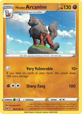 SWSH Lost Origin 084/196 Hisuian Arcanine Reverse Holo