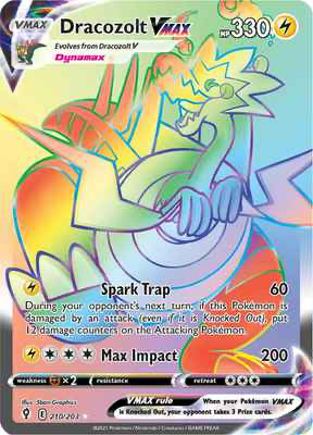 SWSH Evolving Skies 210/203 Dracozolt Vmax Rainbow Rare