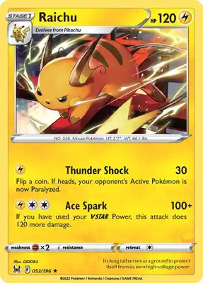 SWSH Lost Origin 053/196 Raichu Reverse Holo