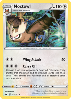 SWSH Sword and Shield 144/202 Noctowl Reverse Holo