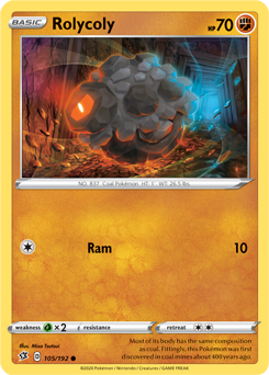 SWSH Rebel Clash 105/192 Rolycoly Reverse Holo