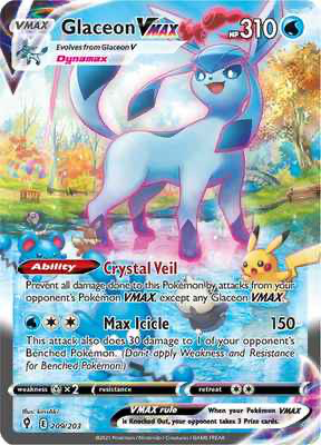 SWSH Evolving Skies 209/203 Glaceon Vmax Alternate Art