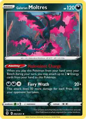 SWSH Evolving Skies 093/203 Galarian Moltres Holo Rare