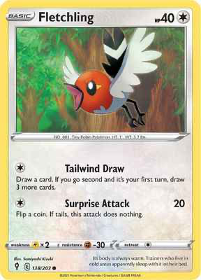SWSH Evolving Skies 138/203 Fletchling Reverse Holo