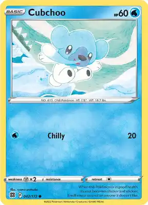 SWSH Brilliant Stars 042/172 Cubchoo Reverse Holo