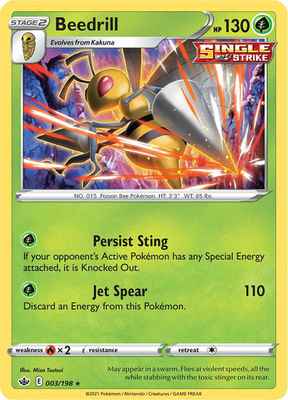 SWSH Chilling Reign 003/198 Beedrill Reverse Holo