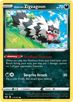 SWSH Sword and Shield 117/202 Galarian Zigzagoon Reverse Holo
